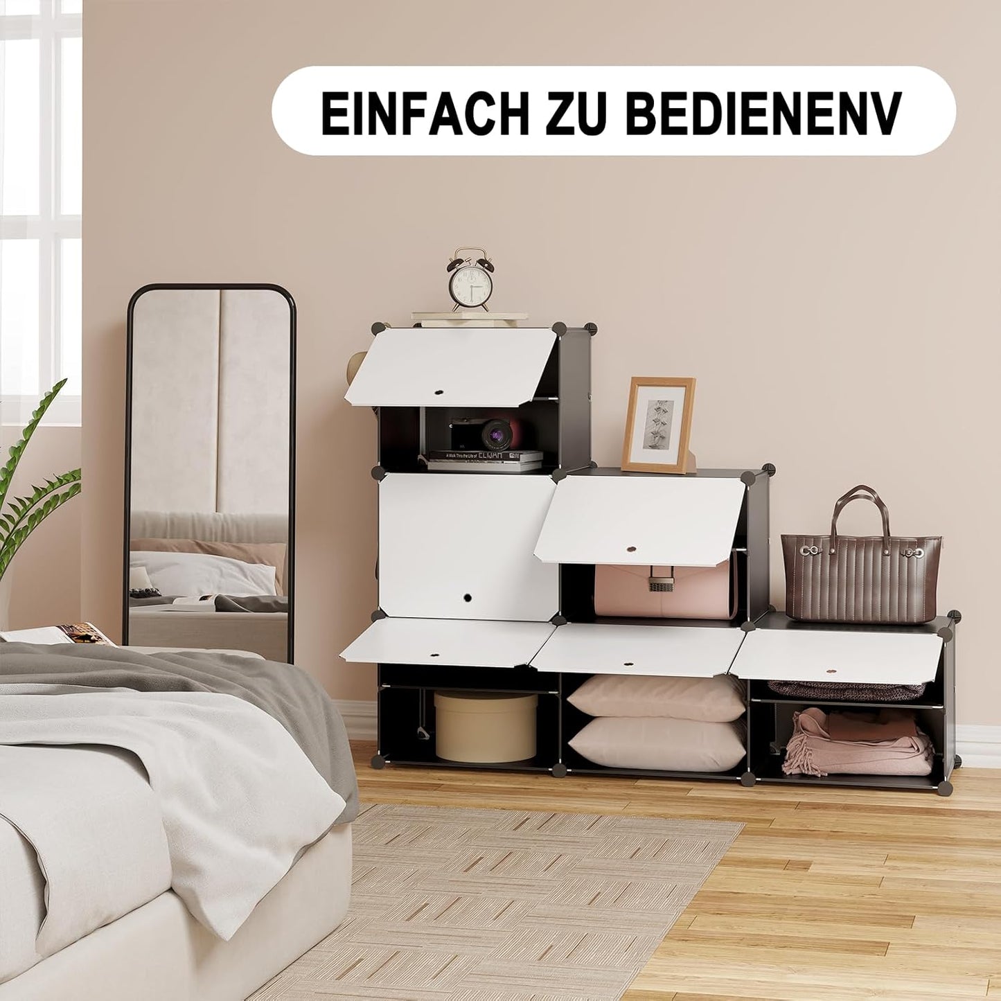 Woltu Schuhregal mit 6 Fächern – Aufbewahrungsschrank für 24 Paar Schuhe – Weiß/Schwarz – 94 x 36,5 x 109 cm