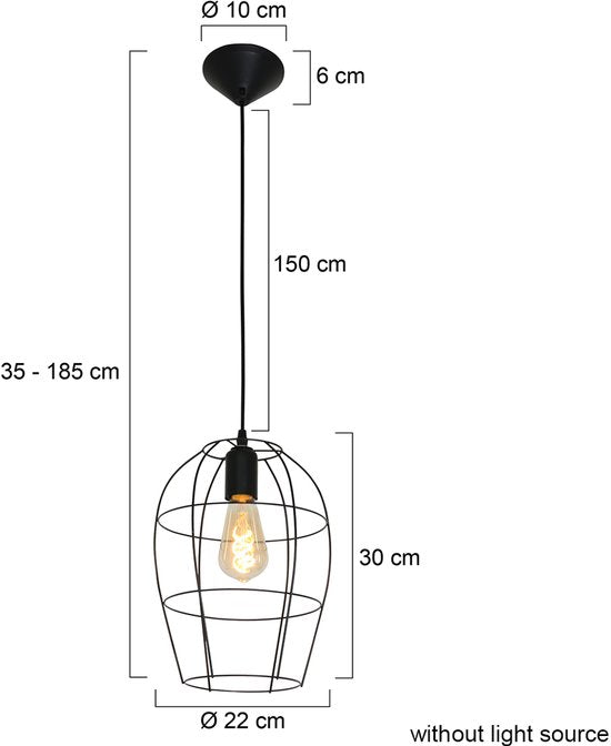 Hängeleuchte Minimalics 2705ZW – Schwarz, höhenverstellbar von 35 cm bis 185 cm, skandinavisches Design, mit E27-Fassung, von der Marke Mexlite, aus Metall, Kunststoff und Elektronik
