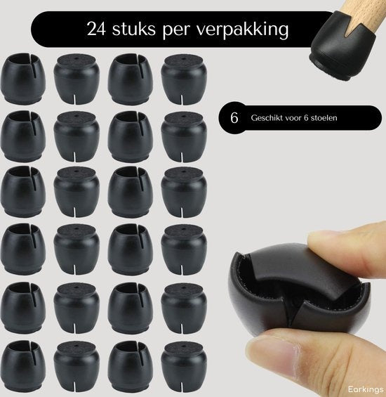 Stuhlbeinschoner Bodenschoner Ø12-16 mm - Stuhlbeinkappen Möbelkappen 24 Stück - Runde Stuhlkappen Bodenschoner Stühle - Schwarz