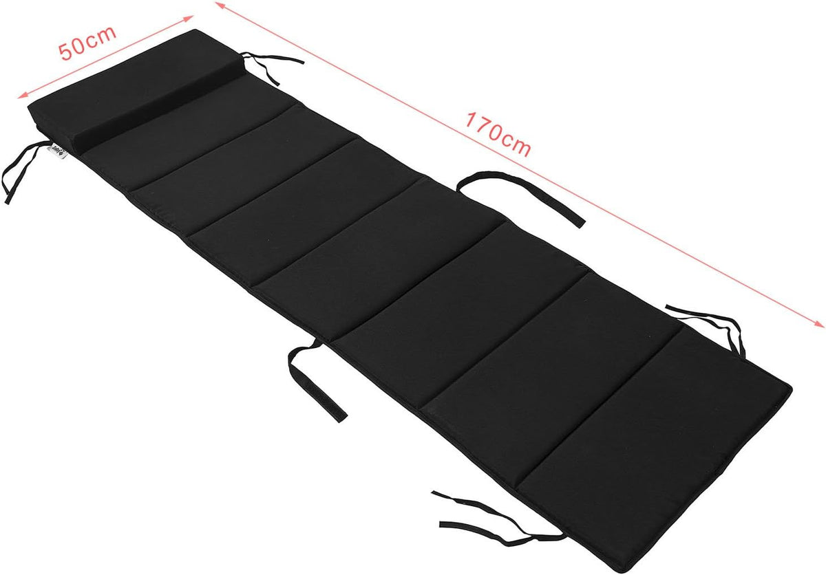 SoBuy OGS28-P02 Liegekissen für Schaukelstuhl – mit Kopfstütze – waschbar – 170 x 50 cm – Schwarz