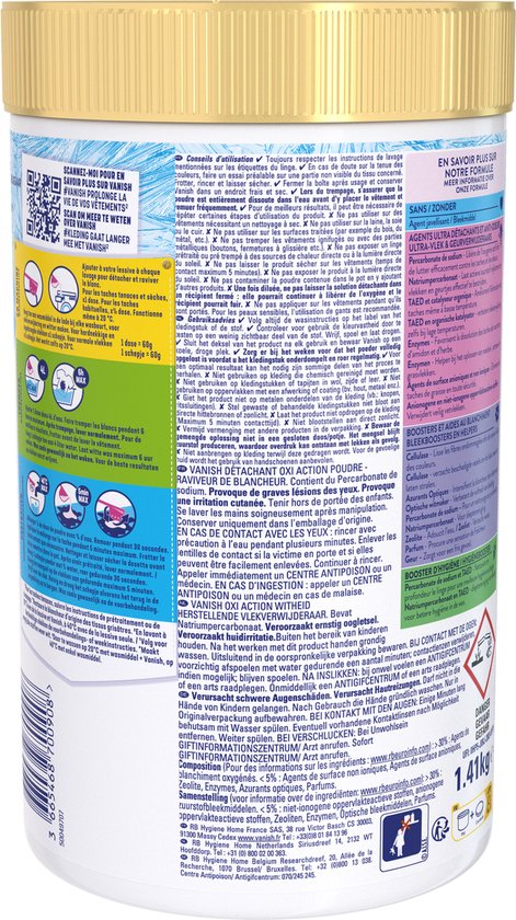 Vanish Oxi Action Whitening Booster - Fleckenentferner - Weiße Wäsche - 1.41kg