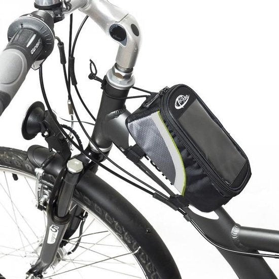 tectake - Rahmentasche Fahrradtasche für z.B. Smartphone etc. schwarz grünL 401610