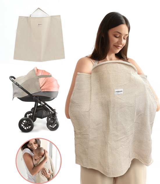 Vulpes Goods® BabyCare - Stilltuch - Schmusetuch - Abschirmtuch - 100% OEKO- Tex, Atmungsaktiv - Hydrophiles Schmusetuch für komfortables Stillen - Babygeschenk - Mutterschaftsgeschenk - Waffel