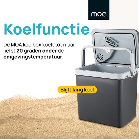 MOA - Elektrische Kühlbx - Mit Wärmehaltungsfunktion- 12V und 230V - 32Liter - Grau