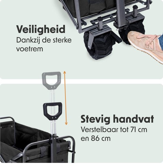 LifeGoods Wagon - faltbar - 80KG Tragfähigkeit - 94L - waschbares Polyester - Schwarz