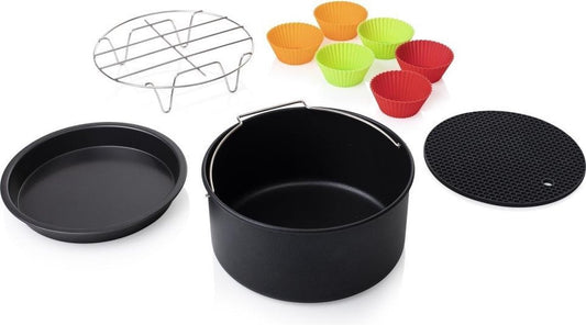 Princess 182012 Airfryer Accessory Set 10-teilig - Zubehör für Heißluftfritteuse - Grillrost - Pizzapfanne - Muffin-Set - Backblech - Untersetzer aus Silikon