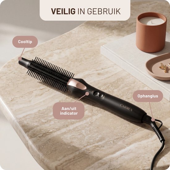 Carmen CTB3085B – Lockenbürste – Durchmesser 19 mm – Zwei Spannungsstufen – Thermobürste – Keramik-Heizelemente – Ein-/Aus-Anzeige – Leicht zu reinigen