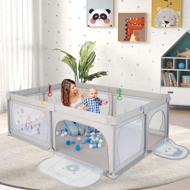 Coast Babybox mit 50 Kugeln und 2 Reißverschlusstüren – Grau – 205 x 147 x 68,5 cm