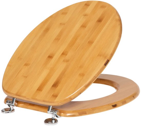 5Five Toilettensitz Woody – braun – Bambusholz – universell – Standard-Toilettensitz – Scharniere aus Zink