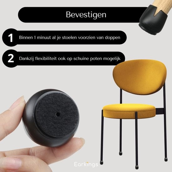 Stuhlbeinschoner Bodenschoner Ø12-16 mm - Stuhlbeinkappen Möbelkappen 24 Stück - Runde Stuhlkappen Bodenschoner Stühle - Schwarz