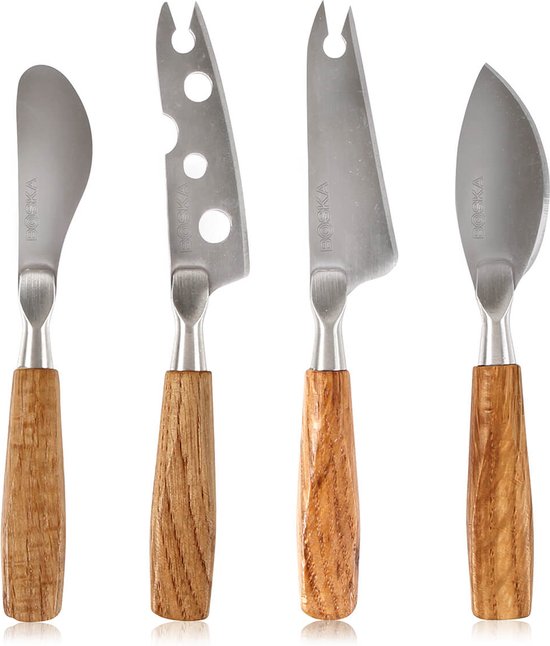 Boska Käsemesserset Mini Oslo - 4-teilig - Eiche und Edelstahl - für alle Käsesorten