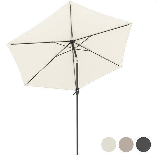 LifeGoods Sonnenschirm - 270 cm - 30° neigbar - wasserdicht - mit Bezug - Creme