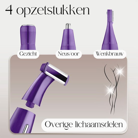 4-in-1 Bikini-Trimmer - Sansbeauté® - Gesicht - Achseln - Beine - Bikinizone - Augenbrauentrimmer - Gesichtshaarentfernung Damen - Intimbereich - Ladyshaves Bikini - Epilierer elektrisch