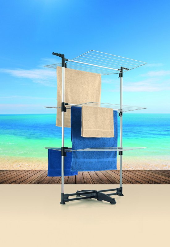 Tomado - Ciclone Trockenturm - 40 Meter Trockenlänge - Silbergrau - Zusammenklappbar - Mit Haken für Kleiderbügel - Aluminium und Metall -.