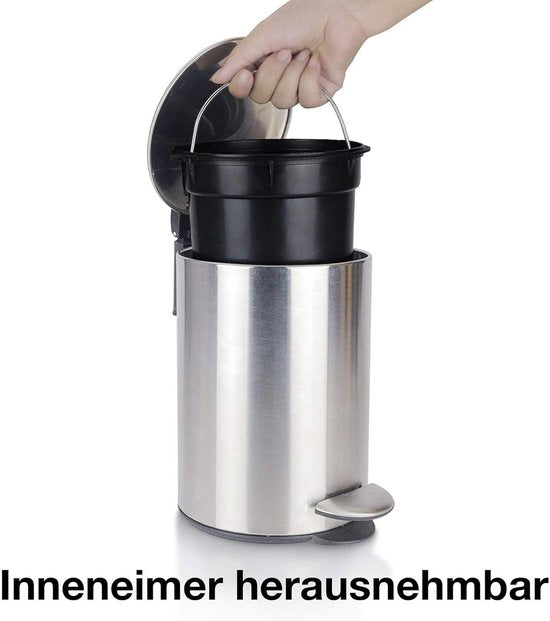 Badezimmereimer 3 l Edelstahl Softclosing-Mechanismus Mülleimer Abfalleimer Silber Chrom Metall