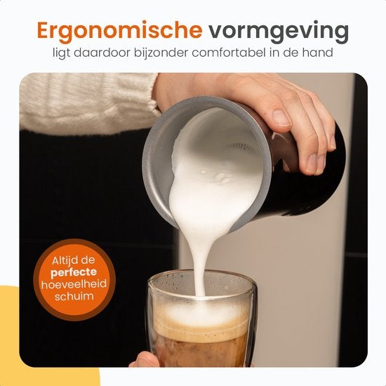 Goliving - Milchaufschäumer elektrisch - 4-in-1 - Heißes und kaltes Aufschäumen - Antihaftbeschichtung - 240 ml - Schwarz