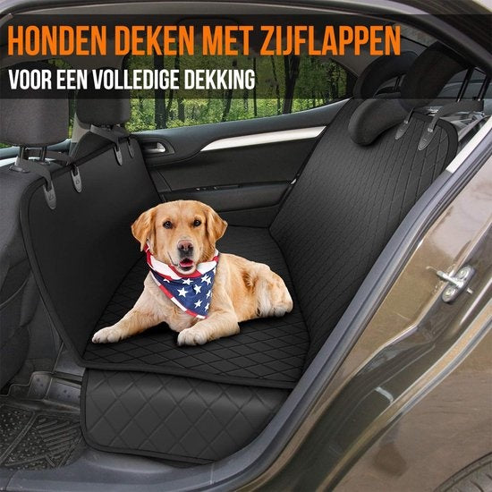 Strex Hundedecke Auto Rücksitz und Kofferraum - 137 x 147 CM - Schutzhülle - Hundedecke - Auto Autoteppich Rücksitz - Inkl. Hundeleine und Aufbewahrungstasche - SCHWARZ