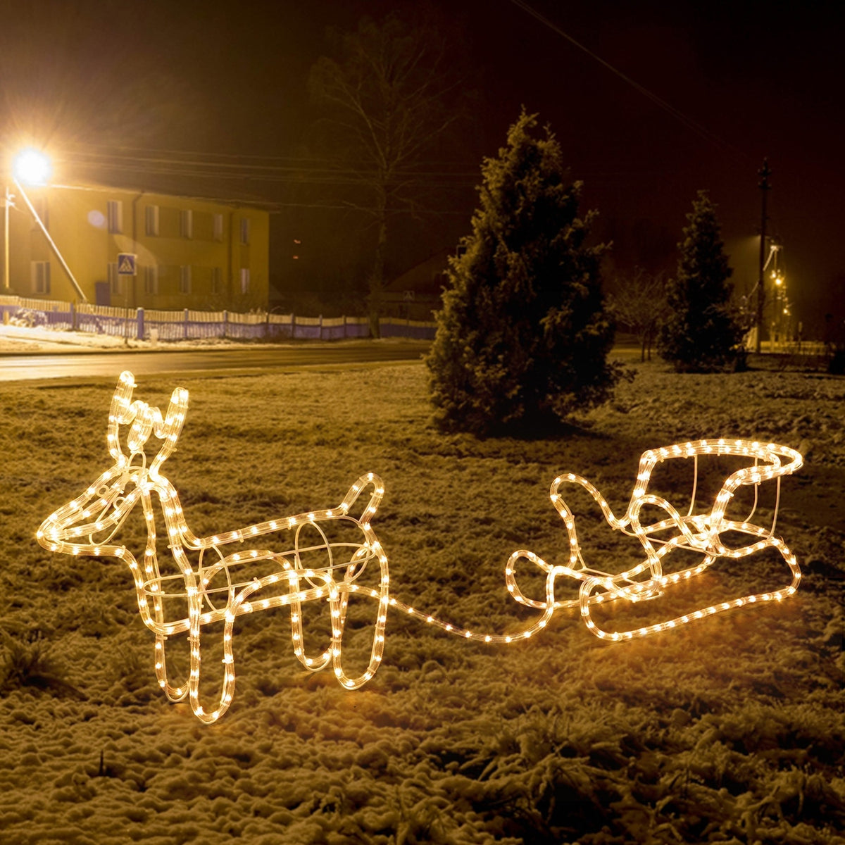 Generic Weihnachtsbeleuchtung - Weihnachts-Rentier mit Schlitten - Warmweiß
