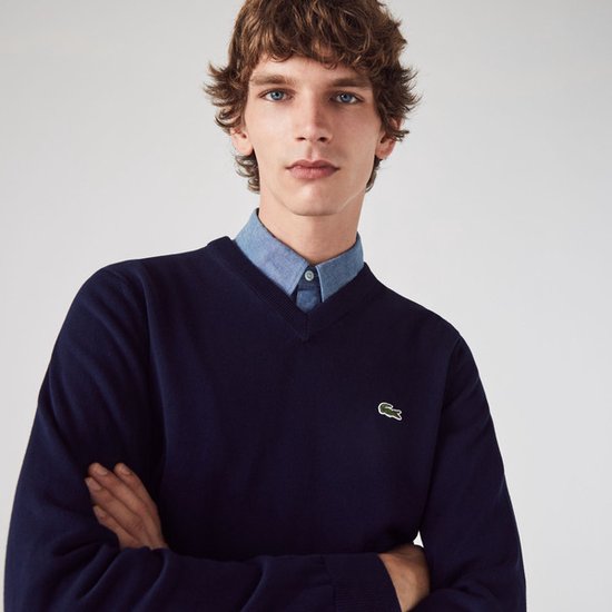 Lacoste Pullover mit V-Ausschnitt aus Bio-Baumwolle - Sporttrikots - Navy blau - Herren - Größe S