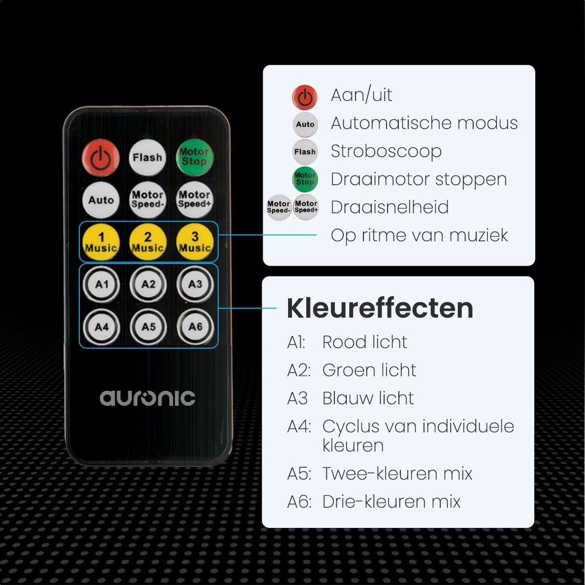 Auronic Rotierende Discolampe - Discokugel - LED - Fernbedienung und musikgesteuert - Kinder/Erwachsene