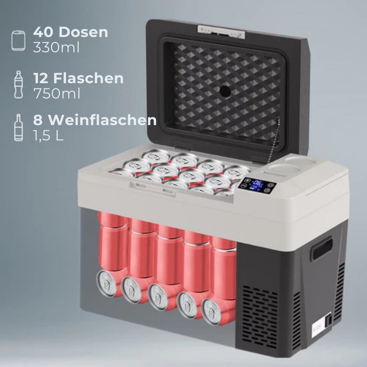 Auronic Electric Cool Box - Frigobox - Kompressor - 12V 230 Volt - Auto - 30L - Schwarz/Grau