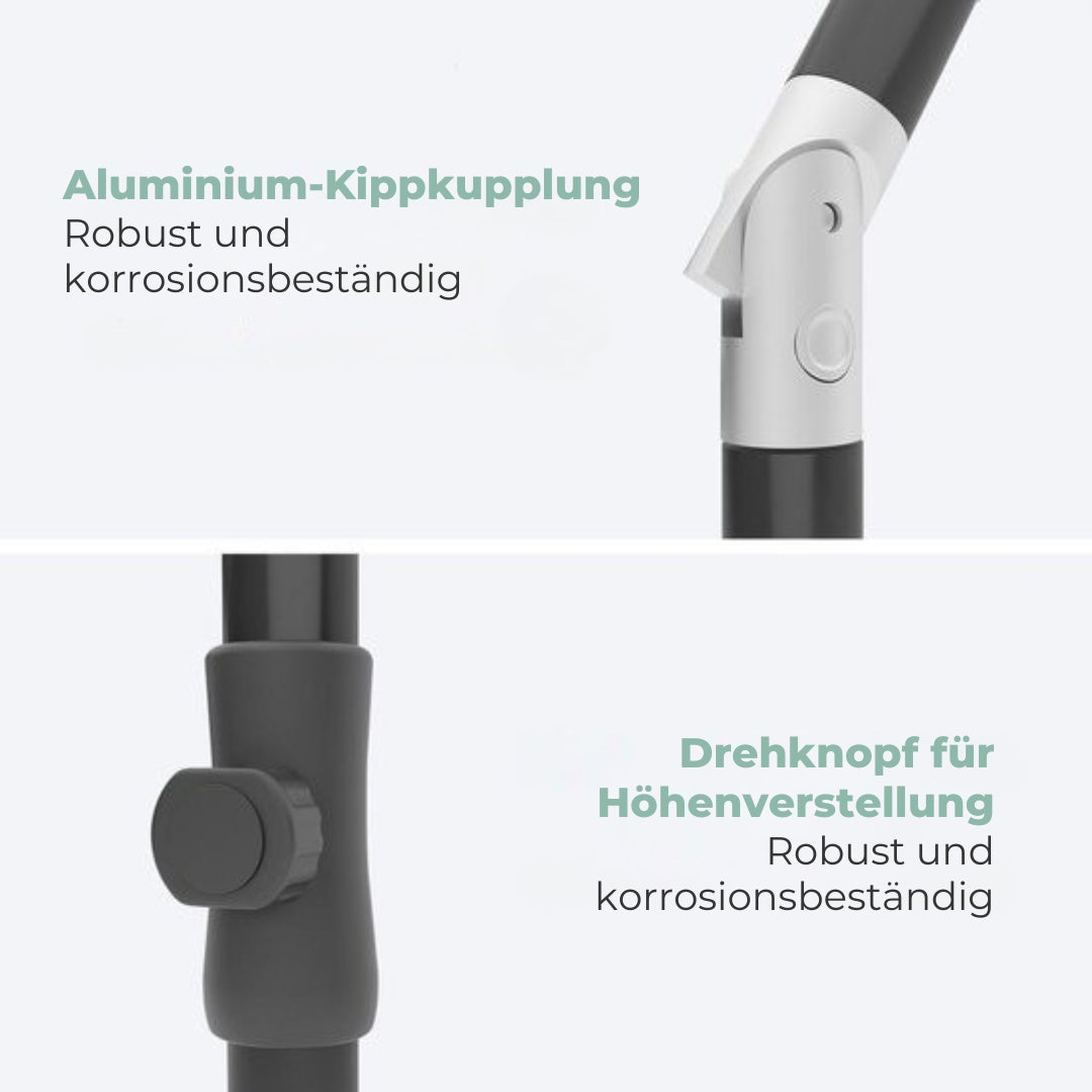 LifeGoods - Sonnenschirm - 200x125cm - 30° neigbar - wasserdicht - mit Bezug - Creme