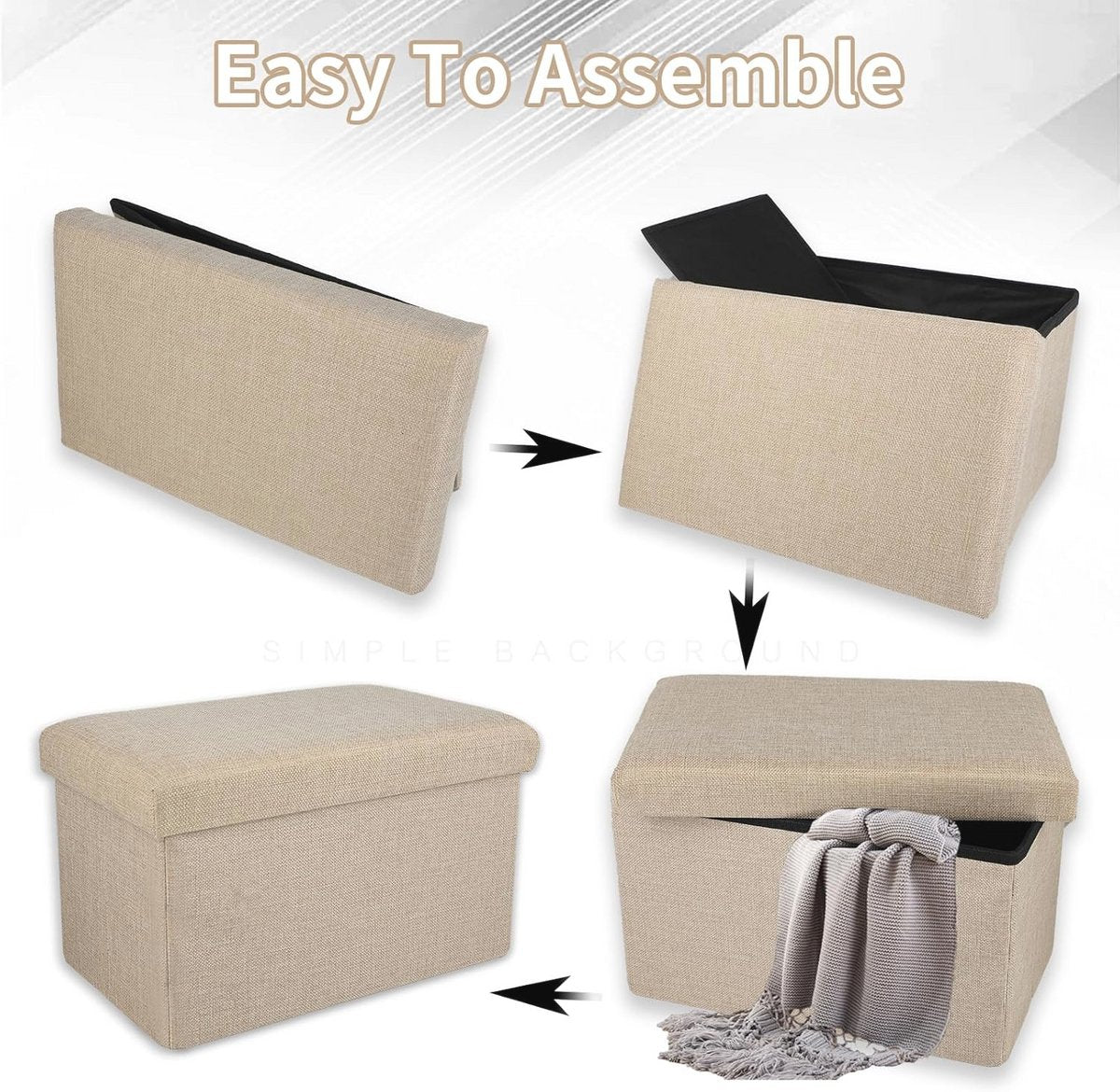 Ceruzo faltbarer Doppelsitzhocker mit Ablage - beige - 76 × 38 × 38 cm - Polyester/mdf
