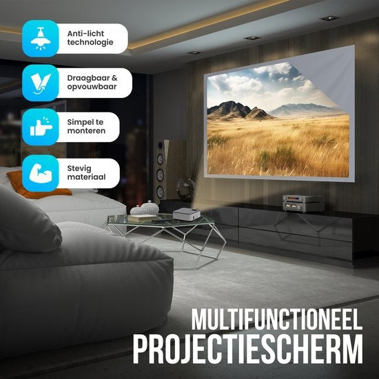 Strex Projektionswand - Rückprojektionswand - 100 Zoll - 16:9 - Projektionstuch - 160Â° Betrachtungswinkel - Inklusive Montagematerial - 220x120 CM