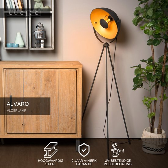 Lucide ALVARO – Stehlampe – 1xE27 – Schwarz