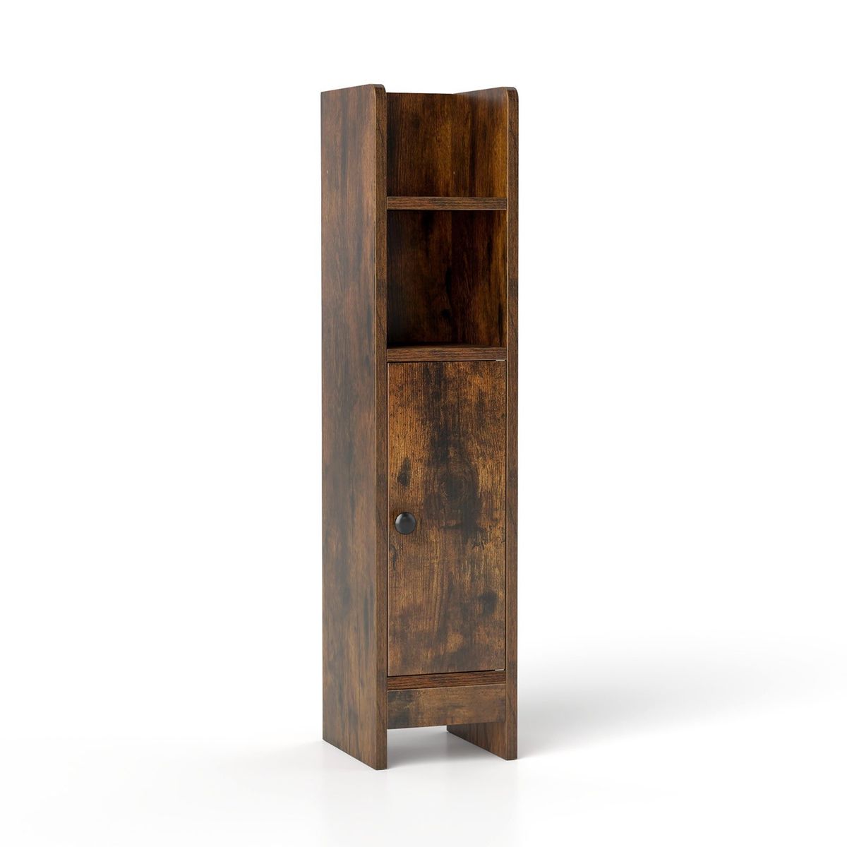 Coast Badezimmerschrank – schmale Ausführung – 2 offene Einlegeböden und ein verstellbarer Einlegeboden – rustikales Braun 20 x 18 x 80 cm