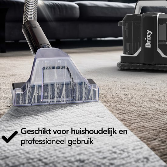 Brixy Professional Teppichreiniger - Fleckenreiniger - 2 Bürsten - Leistungsstark und tragbar - Sofa-Reiniger - Möbel-Reiniger - Sitz-Reiniger - Schwarz