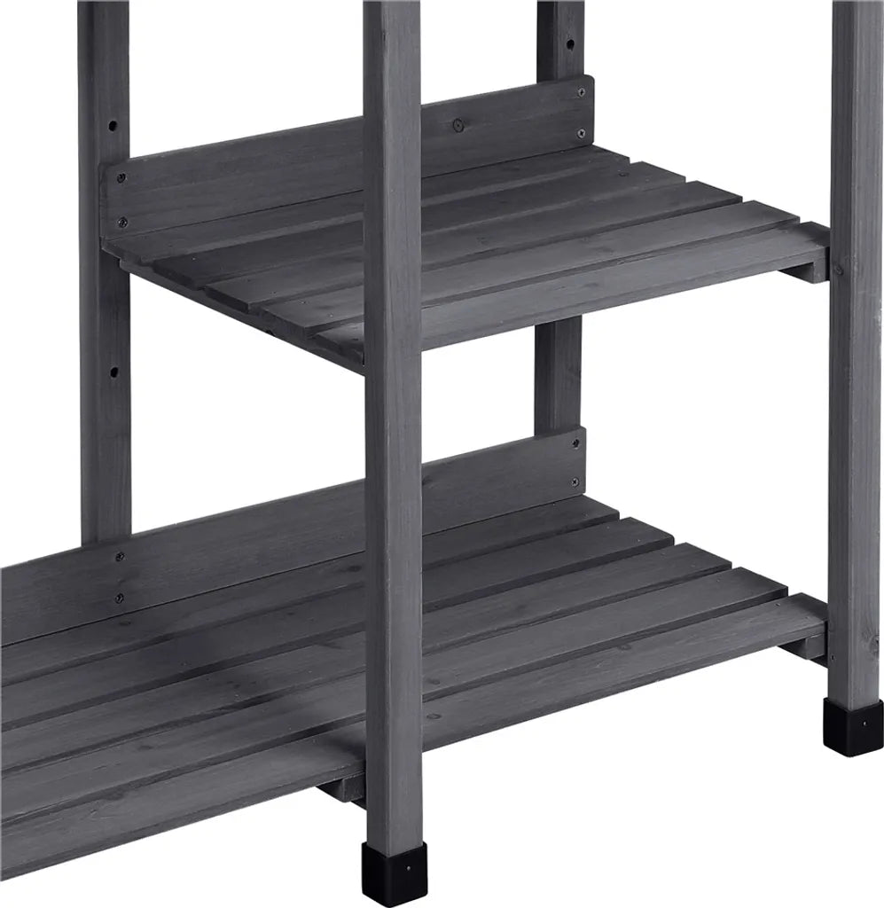 Yaheetech Beistelltisch mit Spülbecken 114,8 x 45 x 121 cm – Grau – Pflanzen-Tisch aus Holz mit Schublade und verstellbarem Regalboden