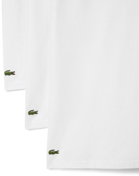 Lacoste Herren 100% Baumwolle Runde T-shirt Weiß (3 Stück) - Größe M