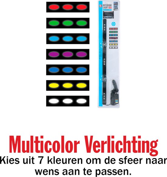 All Ride Auto Innenbeleuchtung 12V/24V - LED Streifen Auto und LKW - Stimmungsvolle Beleuchtung in 7 Farben - Autozubehör - 70cm