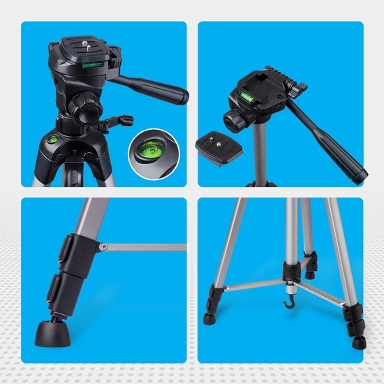 Auronic Stativ - Kamera - Telefon - Iphone - Stativ mit Smartphone-Halterung - Silber Grau