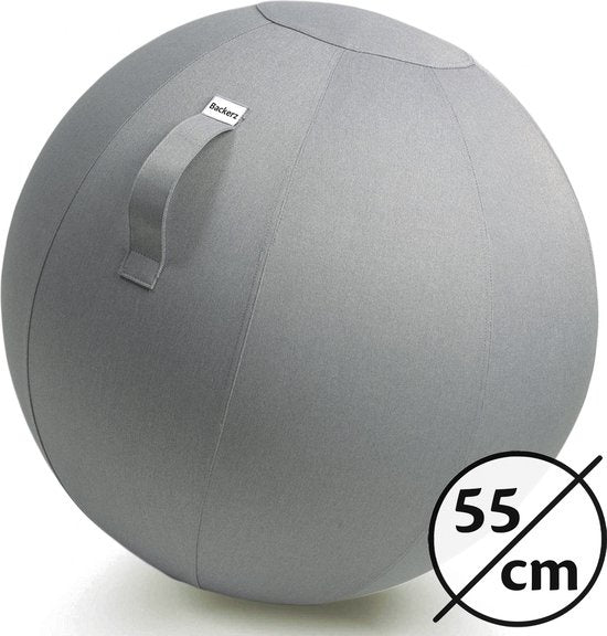 Bckz Sitzball Büro und Zuhause 55 CM - Luxus-Yoga-Ball - Sitzball mit Hülse - Ergonomischer Bürostuhl-Ball - Leinen Hellgrau