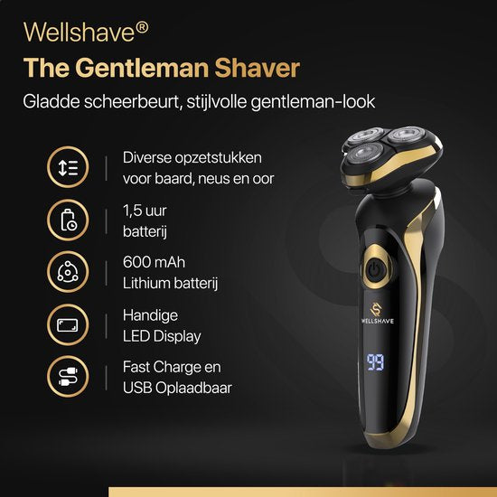 Wellshave 4 in 1 Shaver Elite - Rasierer für Männer - mit Trimmer und Nasentrimmer - Elektrorasierer - Rasur - Bartschneider