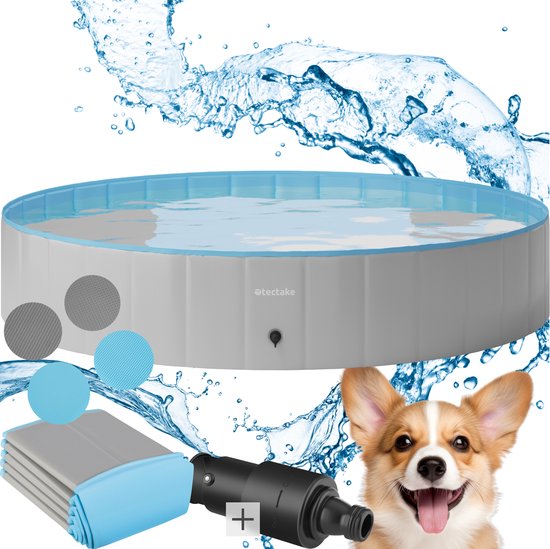 tectake - Dog Pool - Hundepool- Pool für Hunde - Ballpool - Faltbar - ⌀160 cm - Extra stabil - Leicht zu befüllen und zu entleeren