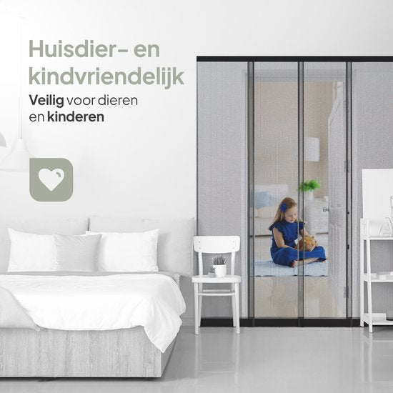 O'DADDY® - Fliegengitter - 150x260 cm - Verstellbares Design - Fiberglas - Schwarz