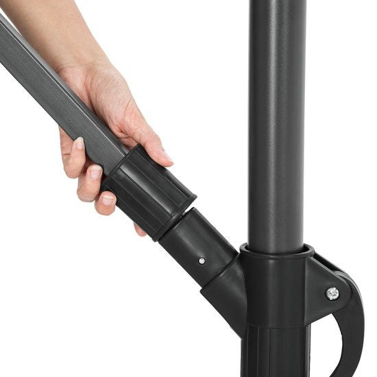 tectake - Schwebender Sonnenschirm aus Aluminium - Durchmesser 350 cm - Drehbar - Neigbar (stufenlos verstellbar) - UV-Schutz - Inkl. Schutzhülle - grau