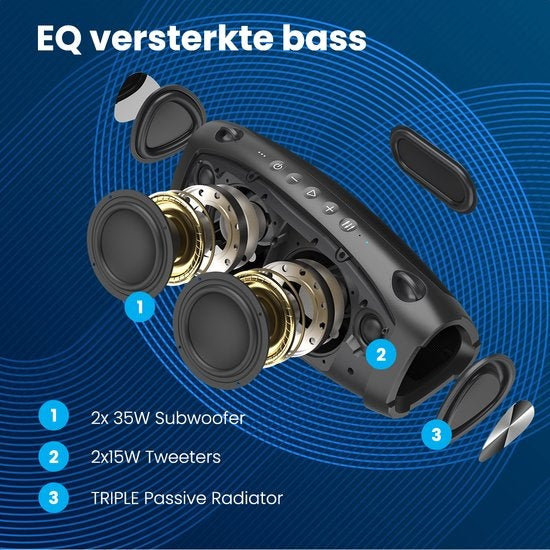 Auronic Boombox - Extra Bass - Bluetooth-Lautsprecher - Kabellos - USB-, AUX- und SD-Kartenanschluss - Schwarz