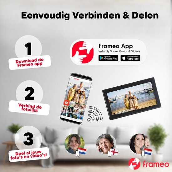 Denver Digitaler Bilderrahmen 15,6 Zoll - XL - Full HD - Frameo App - Fotorahmen - WLAN - 16GB - IPS Touchscreen - PFF1515B