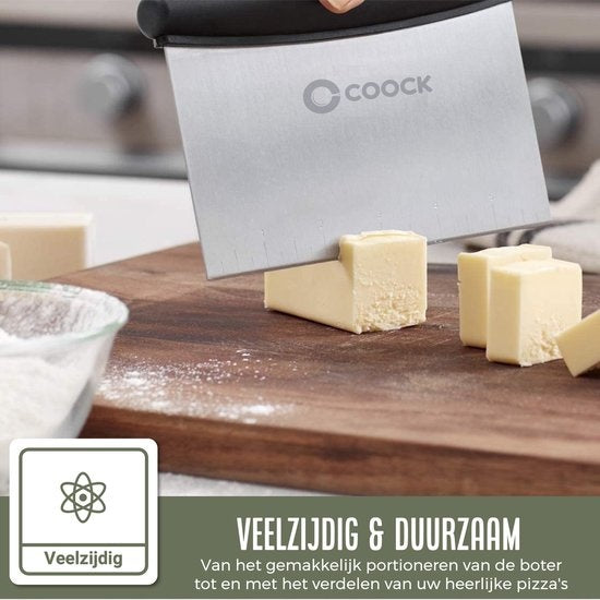 COOCK - Ergonomischer Teigschneider aus Edelstahl - Teigschaber - Pizzamesser - Gemüseschneider - Kuchen- und Tortenschaber