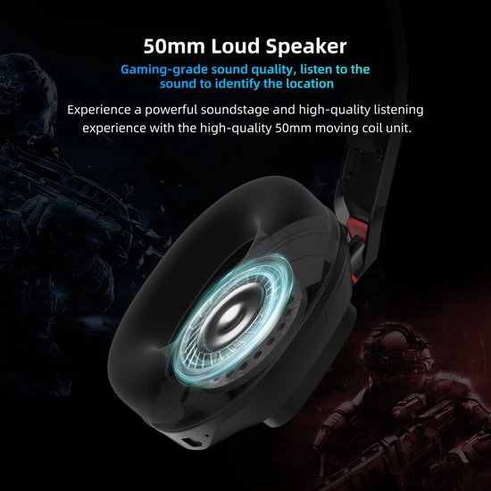 TAIDU THS318 2,4-GHz-Gaming-Headset – Over-Ear-Kopfhörer – mit Mikrofon – Geeignet für PC/PS4/PS5, Nintendo Switch – Schwarz