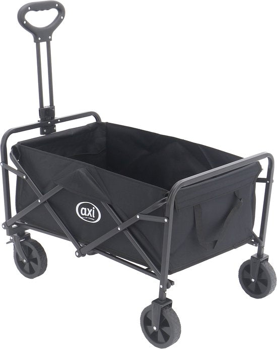 AXI SB120 Zusammenklappbarer Handwagen – Schwarz – Mit Zugstange, Bremsen und Schutzhülle – 60 kg Tragkraft – Einfach zu transportieren – Metall