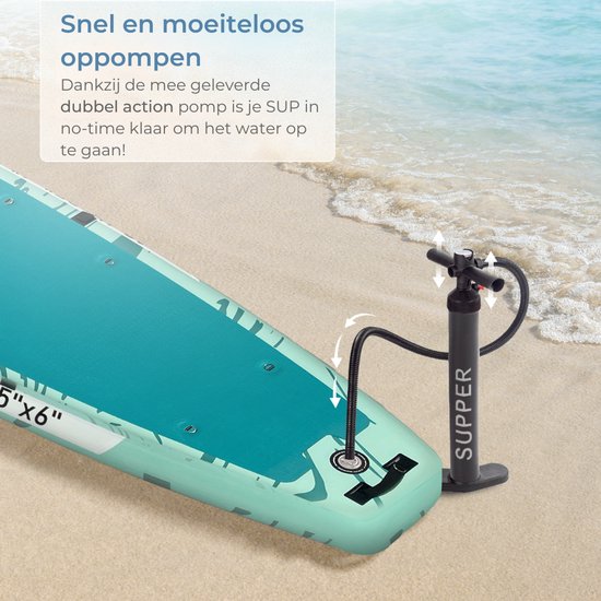 Supper - Sup Board XL - Max 220KG - Aufblasbar - 381 x 81 cm - Türkis