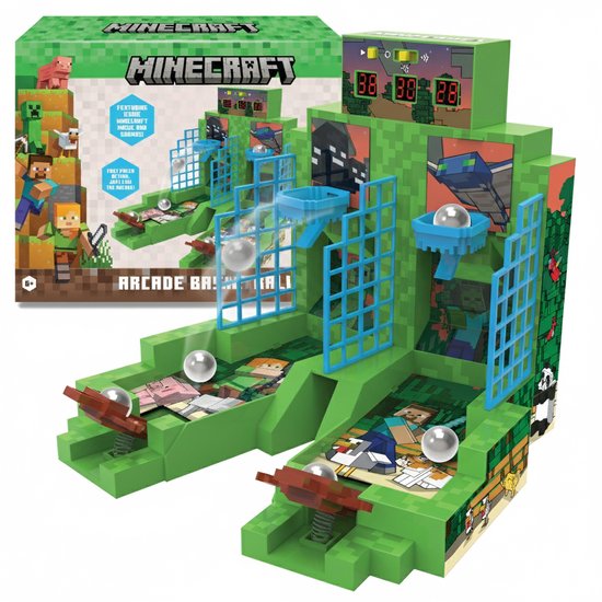 A Ambassador® Minecraft Basketball - Mini-Basketballspiel - Arcade - Elektronisch - 2 Spieler - Begleiter - Maschine - Das große Weihnachtsmannbuch 2025