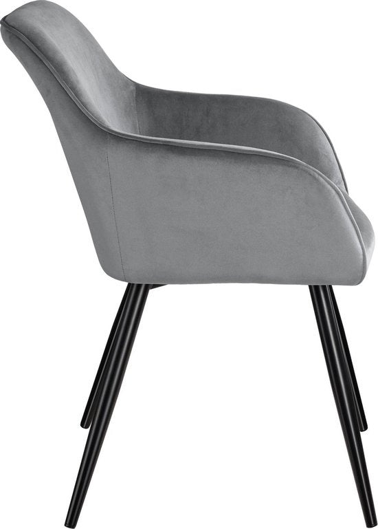 tectake - Stuhl - Esszimmerstuhl - Marilyn Samtoptik schwarz/grau - 403659