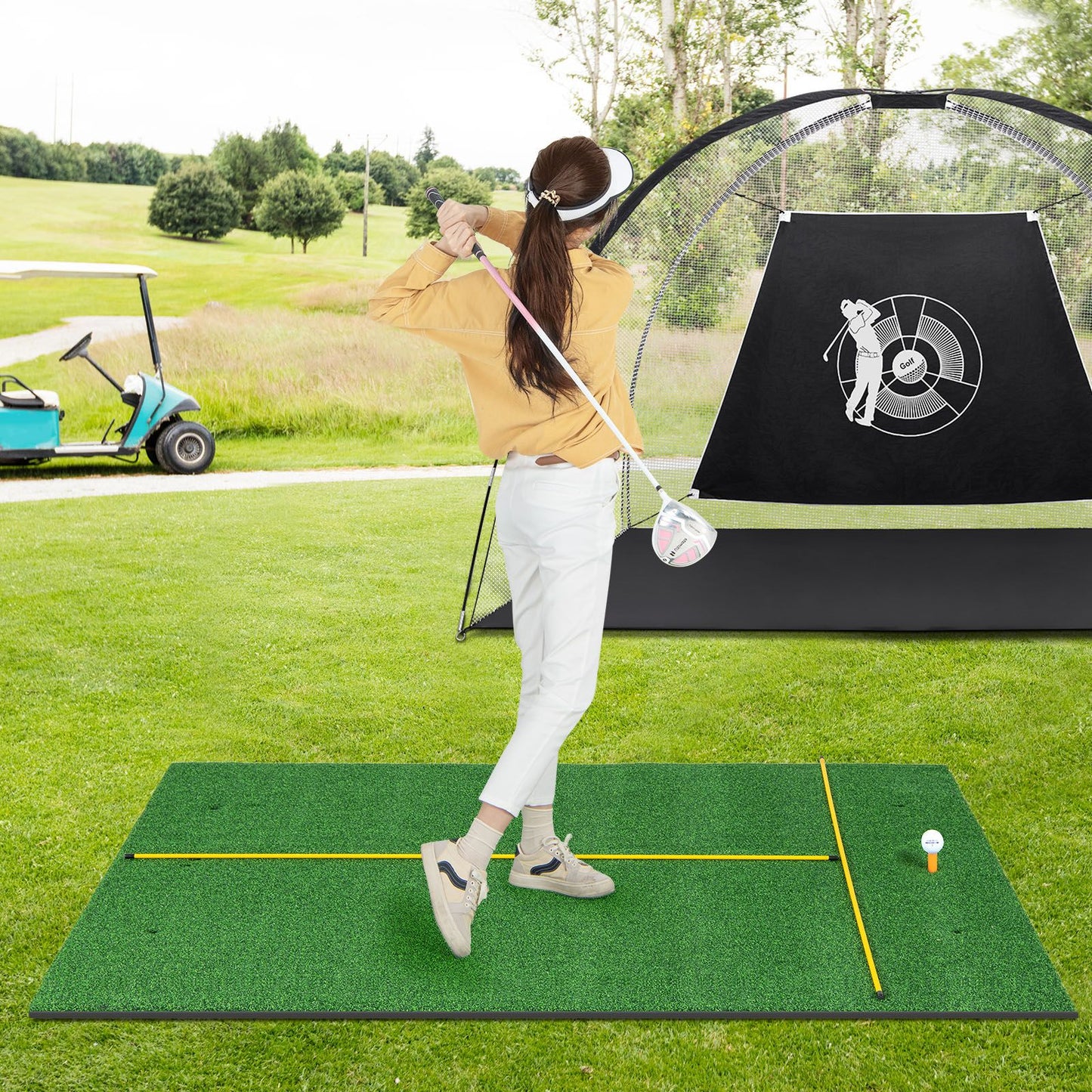 Premium-Golf-Übungsmatte 3-in-1 - Synthetisches Gras - Realistisches Spielerlebnis für Zuhause oder die Driving Range
