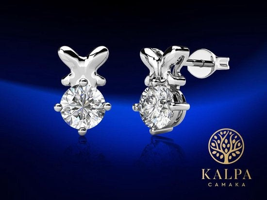 Yolora Damen Ohrringe mit Kalpa Camaka Kristallen - Farbe Silber - 18K Weißgold plattiert - Ohrstecker - Geschenk zum Muttertag